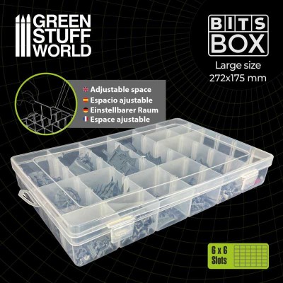 BITS BOX WITH DIVIDERS ( 6x6 SLOTS ) - GREEN STUFF 3555